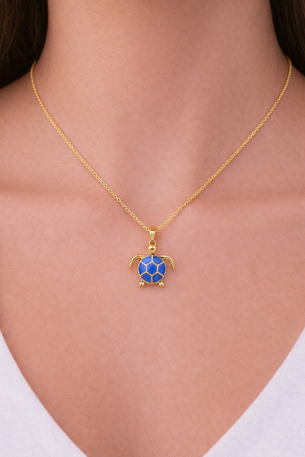 Stainless Steel Blue Sea Turtle Necklace For Women - Image 3