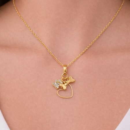 Stainless Steel Heart Paw Necklace For Women
