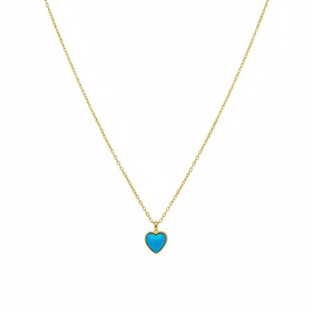 Stainless Steel Minimal Blue Stone Heart Necklace