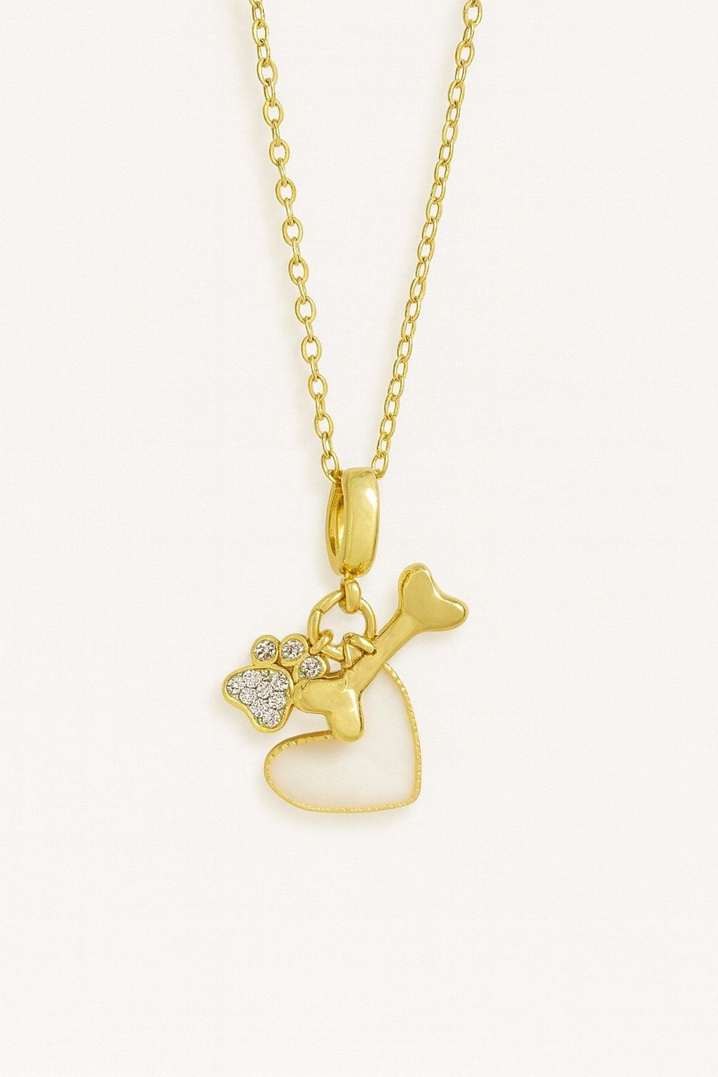 Stainless Steel Heart Paw Necklace For Women - Image 3