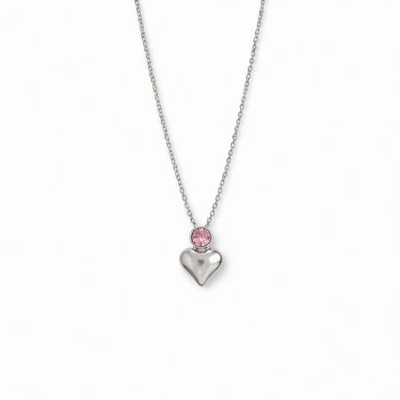 Stainless Steel Stone Heart Necklace For Women