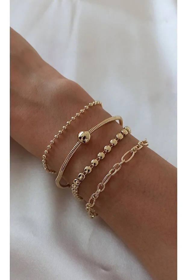 Sport Layered Bracelet Set Adjustable Four Piece Stackable Casual Street Style Fashion Jewelry Gift For Her - Image 2
