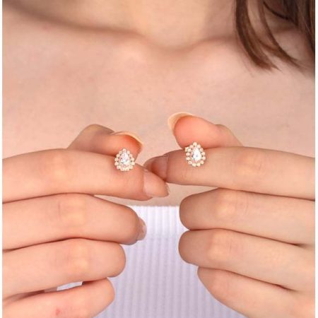 925 Sterling Silver White Stone Teardrop Earrings