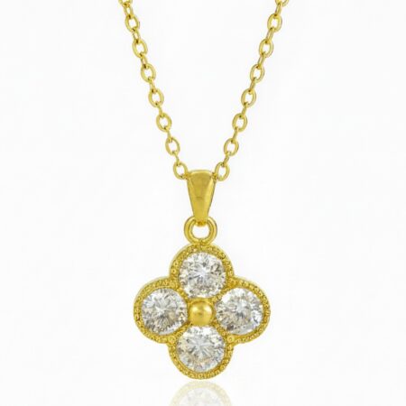 Stainless Steel Crystal Clover Necklace For Women